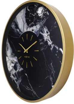NeXtime Wandklok Marble Duo Goud/Zwart Ø48cm