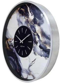 NeXtime Wandklok Marble Duo Zilver/Zwart Ø48cm