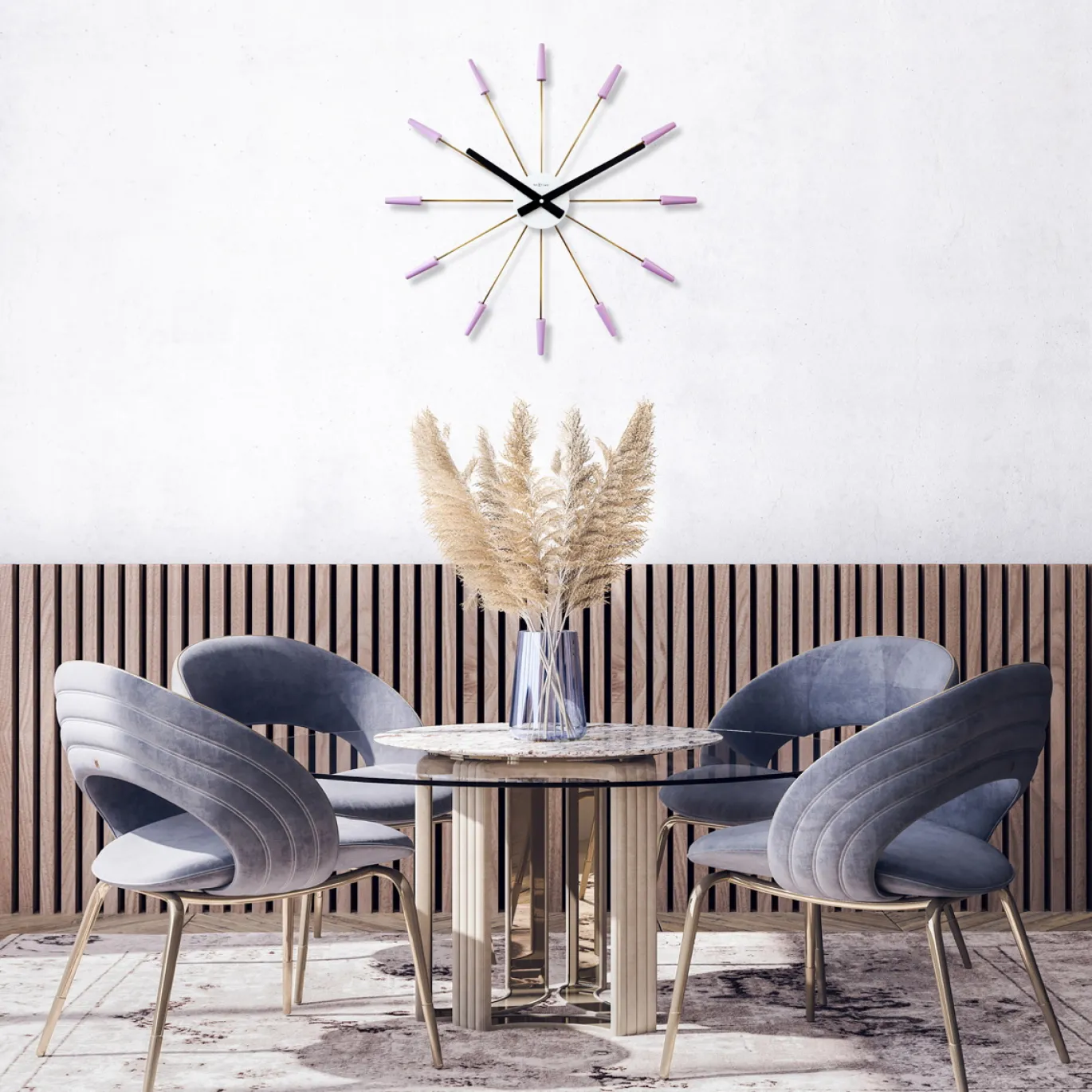 NeXtime Wandklok Plug Inn Metaal Lavendel Ø58cm