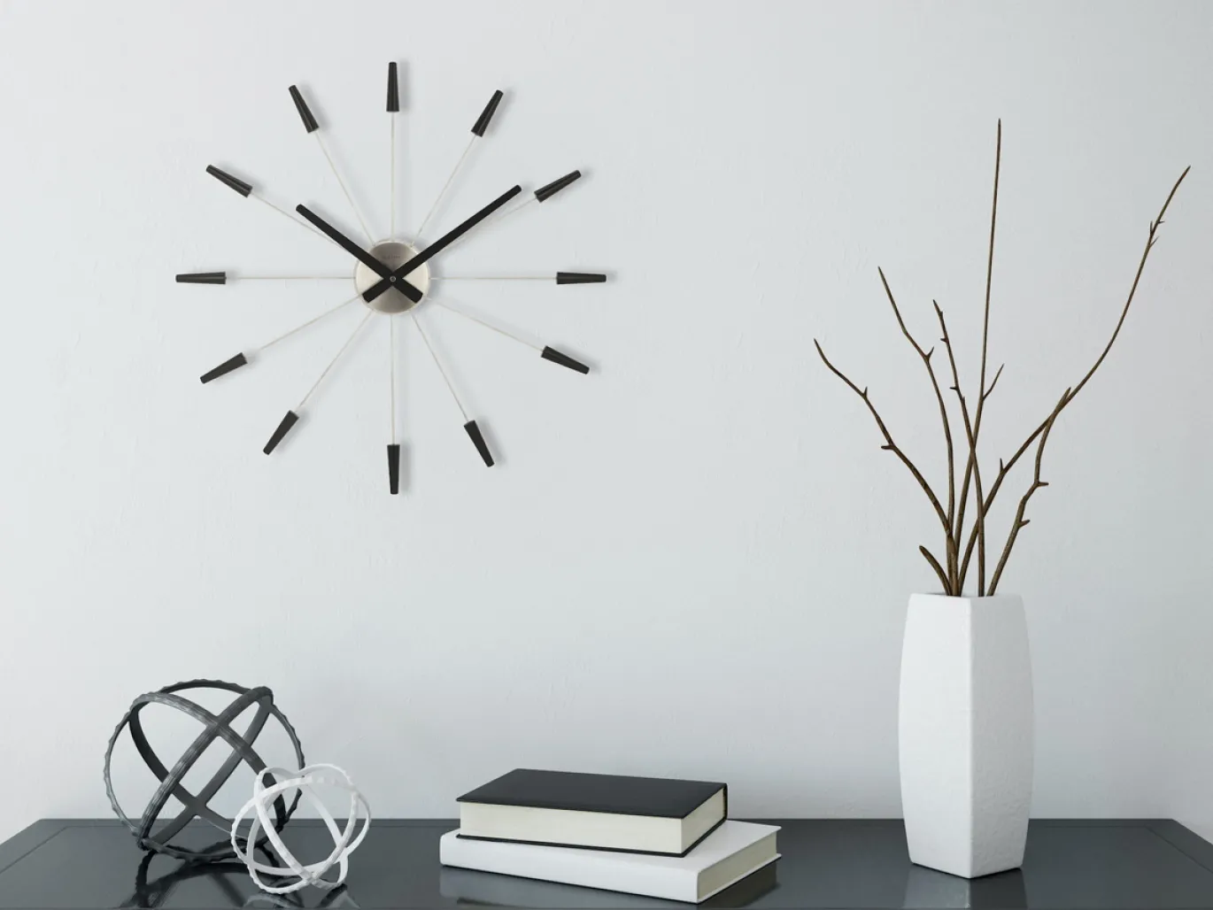 NeXtime Wandklok Plug Inn Staal Zwart Ø58cm