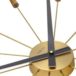NeXtime Wandklok Plug Inn Walnoot/Goud Ø58cm