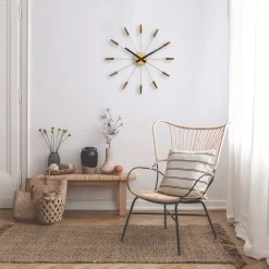 NeXtime Wandklok Plug Inn Walnoot/Goud Ø58cm
