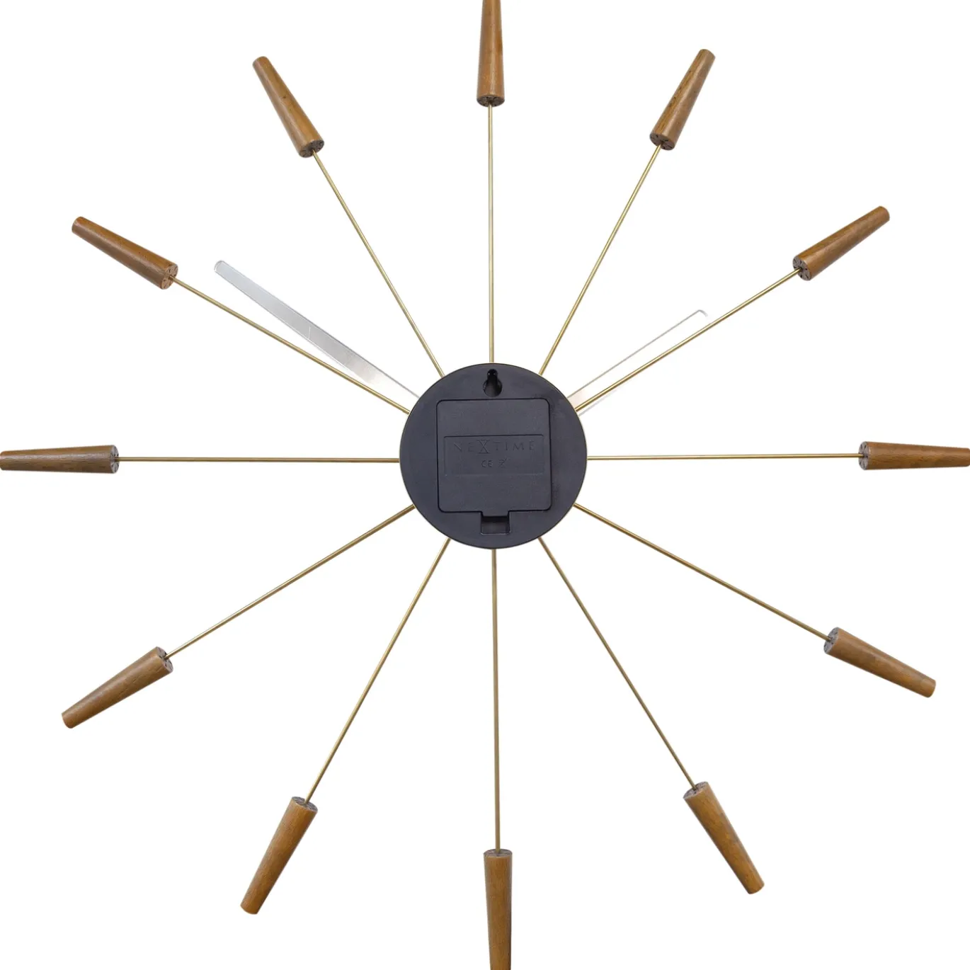 NeXtime Wandklok Plug Inn Walnoot/Goud Ø58cm