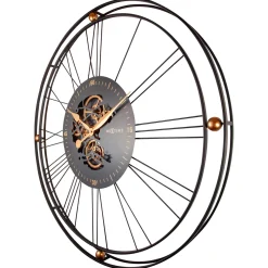 NeXtime Wandklok Roman Gear XXL Zwart/Koper Metaal Ø90cm