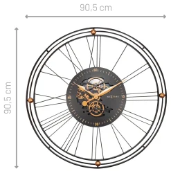 NeXtime Wandklok Roman Gear XXL Zwart/Koper Metaal Ø90cm