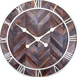 NeXtime Wandklok Roman Vintage Hout/Metaal Donkerbruin Ø58cm