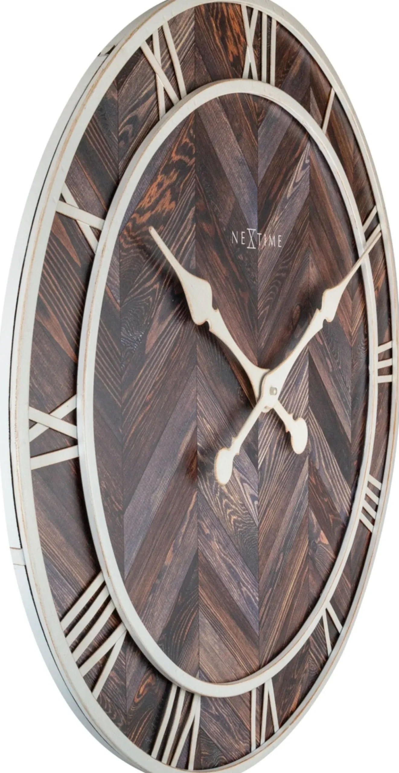 NeXtime Wandklok Roman Vintage Hout/Metaal Donkerbruin Ø58cm
