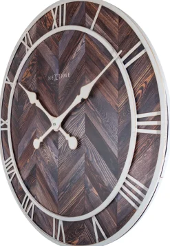 NeXtime Wandklok Roman Vintage Hout/Metaal Donkerbruin Ø58cm