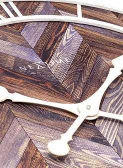 NeXtime Wandklok Roman Vintage Hout/Metaal Donkerbruin Ø58cm