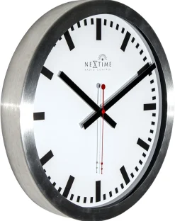 NeXtime Wandklok Station Radio Controlled Stripe Wit Ø35cm