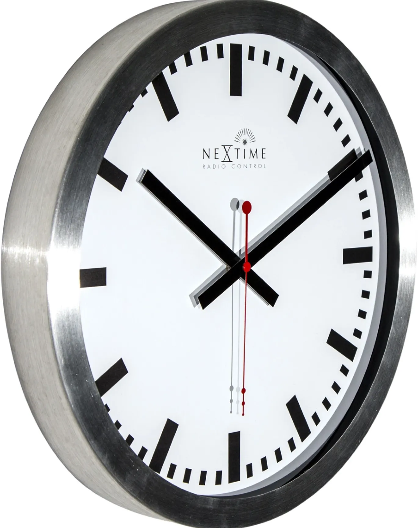 NeXtime Wandklok Station Radio Controlled Stripe Wit Ø35cm