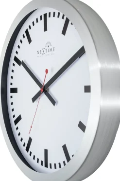 NeXtime Wandklok Station Radio Controlled Stripe Wit Ø35cm