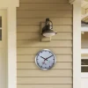 NeXtime Wandklok/Weerstation Clematis Weerbestendig Stripe Wit Ø35cm