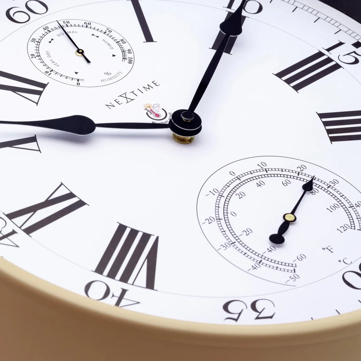 NeXtime Wandklok/Weerstation Clematis Weerbestendig Numbers Wit Ø35cm