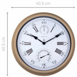 NeXtime Wandklok/Weerstation Clematis Weerbestendig Numbers Wit Ø35cm