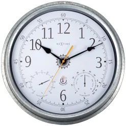 NeXtime Wandklok/Weerstation Tulip Weerbestendig Zilver Ø40cm
