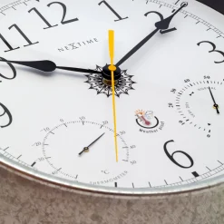 NeXtime Wandklok/Weerstation Tulip Weerbestendig Zilver Ø40cm