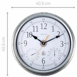 NeXtime Wandklok/Weerstation Tulip Weerbestendig Zilver Ø40cm