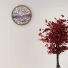 NeXtime Wandklok Yogi Hout/Paars Ø40cm