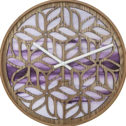 NeXtime Wandklok Yogi Hout/Paars Ø40cm
