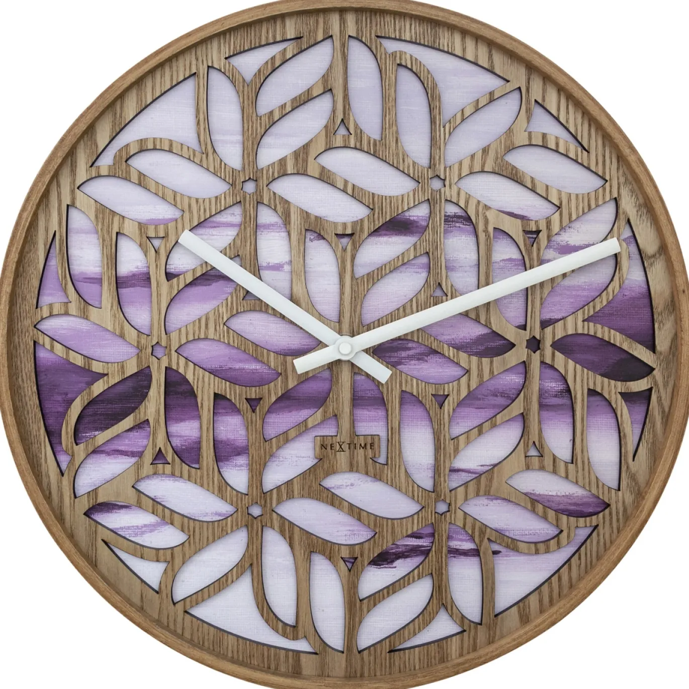 NeXtime Wandklok Yogi Hout/Paars Ø40cm