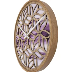 NeXtime Wandklok Yogi Hout/Paars Ø40cm