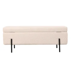 Opbergbank Jari Beige Bouclé 110cm - Giga Meubel