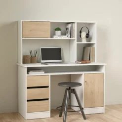Opzetkast Function Plus met 1 schuifdeur Wit/Hickory - Giga Living
