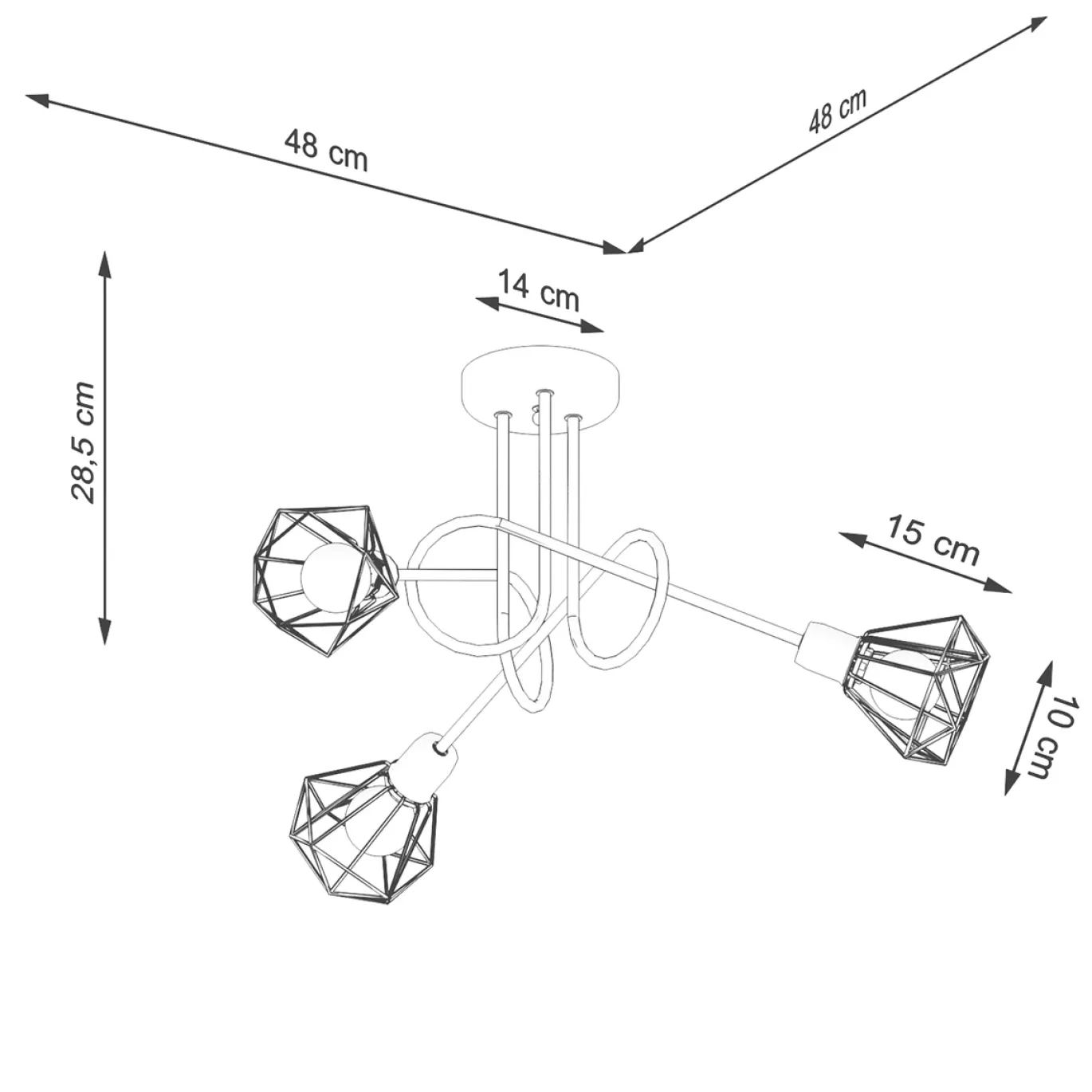 Plafondlamp Artemis 3-Lichts Zwart - Giga Meubel