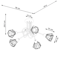 Plafondlamp Artemis 5-Lichts Zwart - Giga Meubel