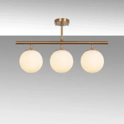 Plafondlamp Atmaca Goud/Wit 3-Lichts