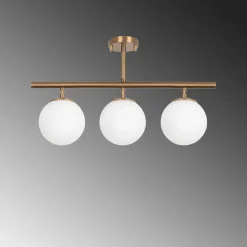 Plafondlamp Atmaca Goud/Wit 3-Lichts
