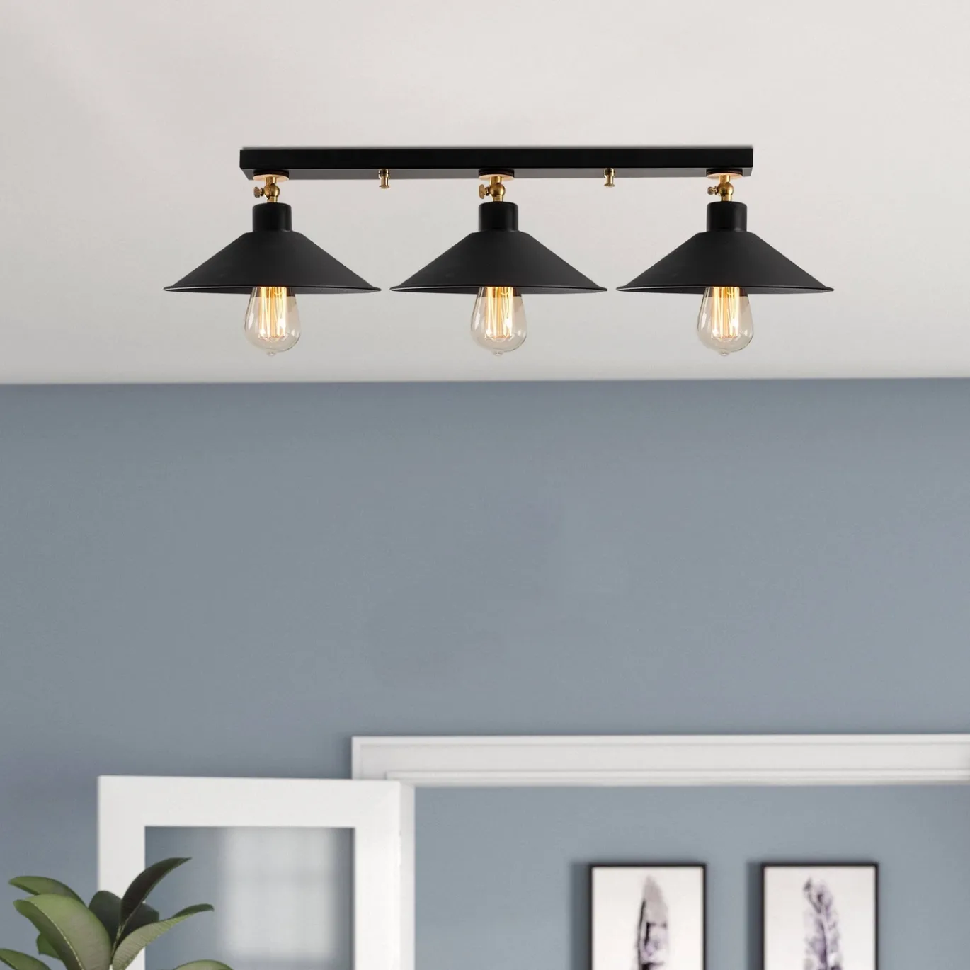 Plafondlamp Berceste Short Zwart 3-Lichts