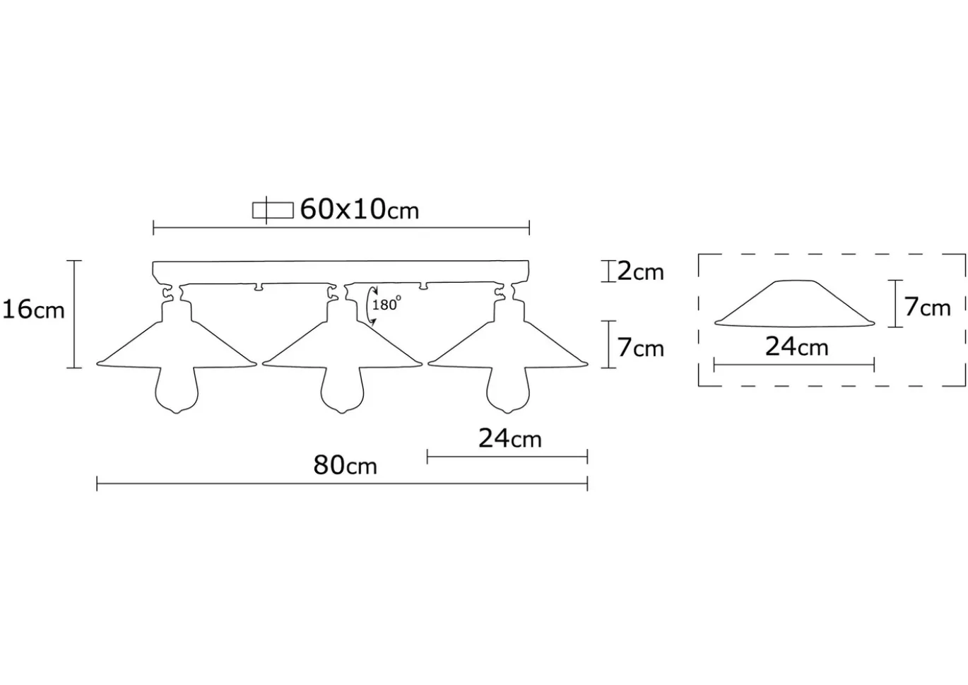 Plafondlamp Berceste Short Zwart 3-Lichts