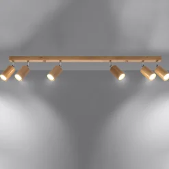 Plafondlamp Berg 6-Lichts Hout Naturel - Giga Meubel
