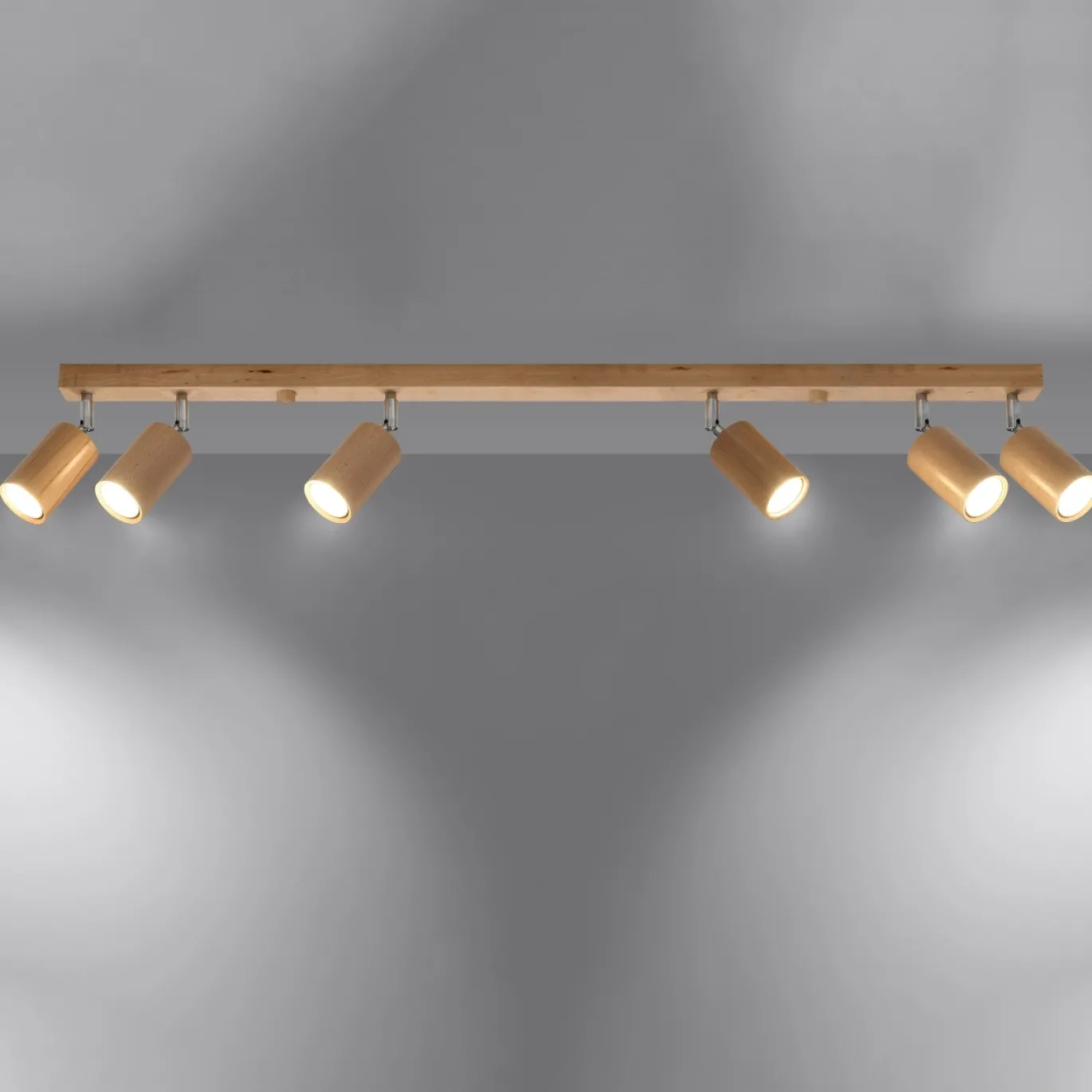 Plafondlamp Berg 6-Lichts Hout Naturel - Giga Meubel