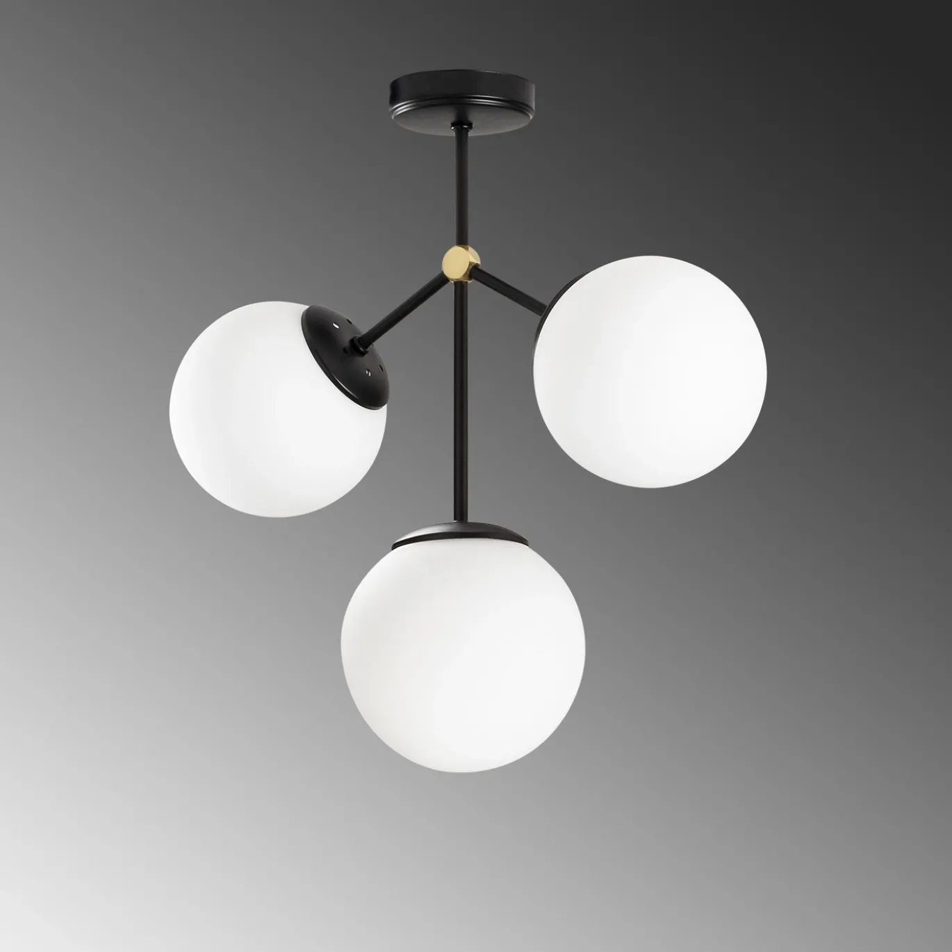 Plafondlamp Damar Zwart 3-Lichts