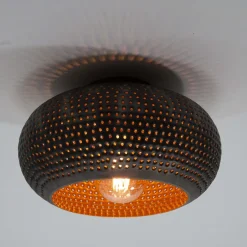 Plafondlamp Disk Punch Zwart Bruin Ø35cm - Giga Meubel