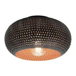 Plafondlamp Disk Punch Zwart Bruin Ø35cm - Giga Meubel