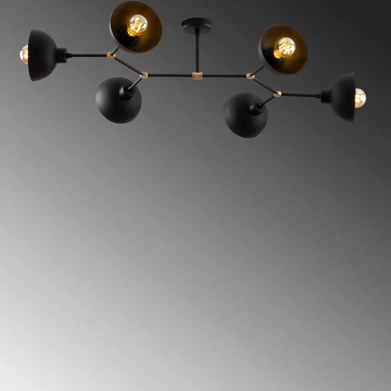 Plafondlamp Dram Zwart 6-Lichts