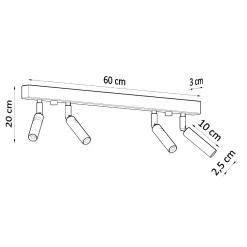 Plafondlamp Eyetech 4-Lichts Zwart - Giga Meubel