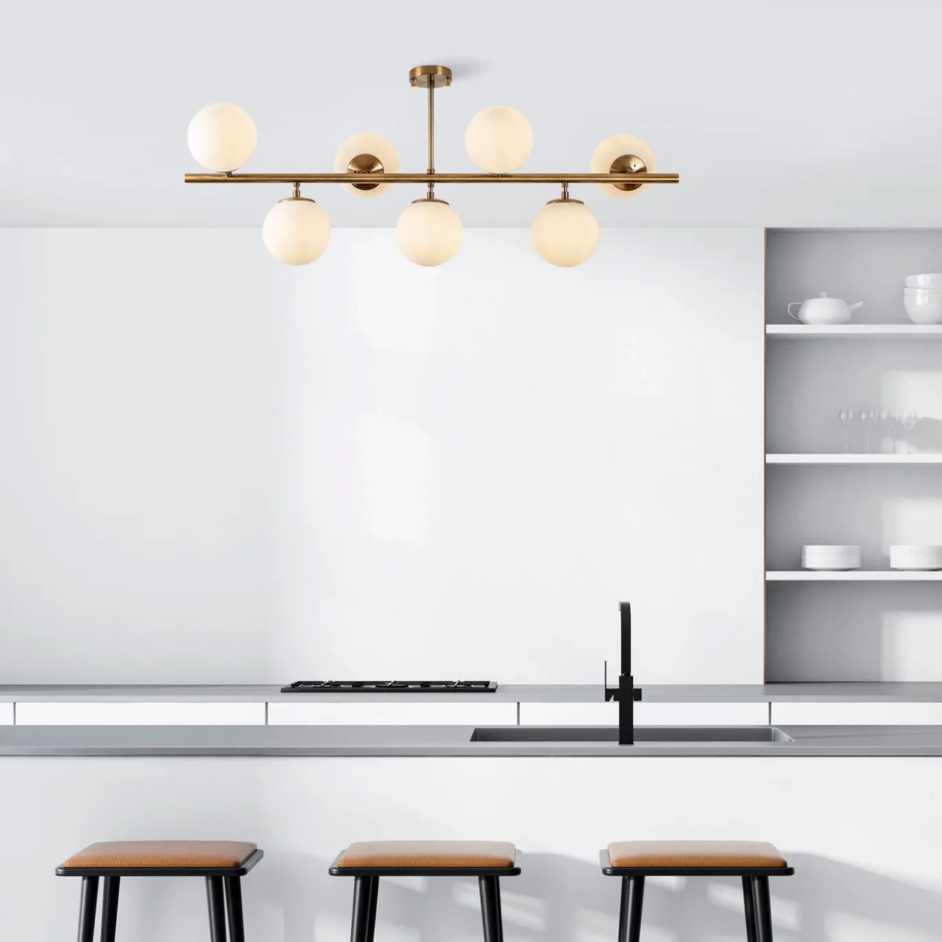 Plafondlamp Fazli Koper 7-Lichts