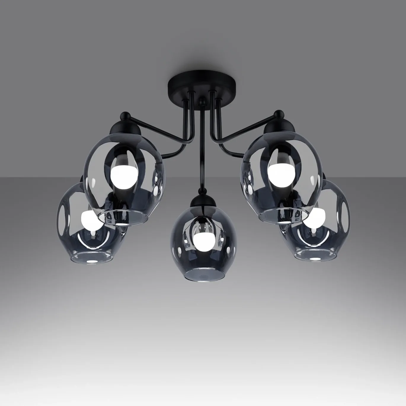 Plafondlamp Fillan 5-Lichts Zwart - Giga Meubel