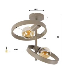 Plafondlamp Hover 2-lichts Beige - Giga Meubel