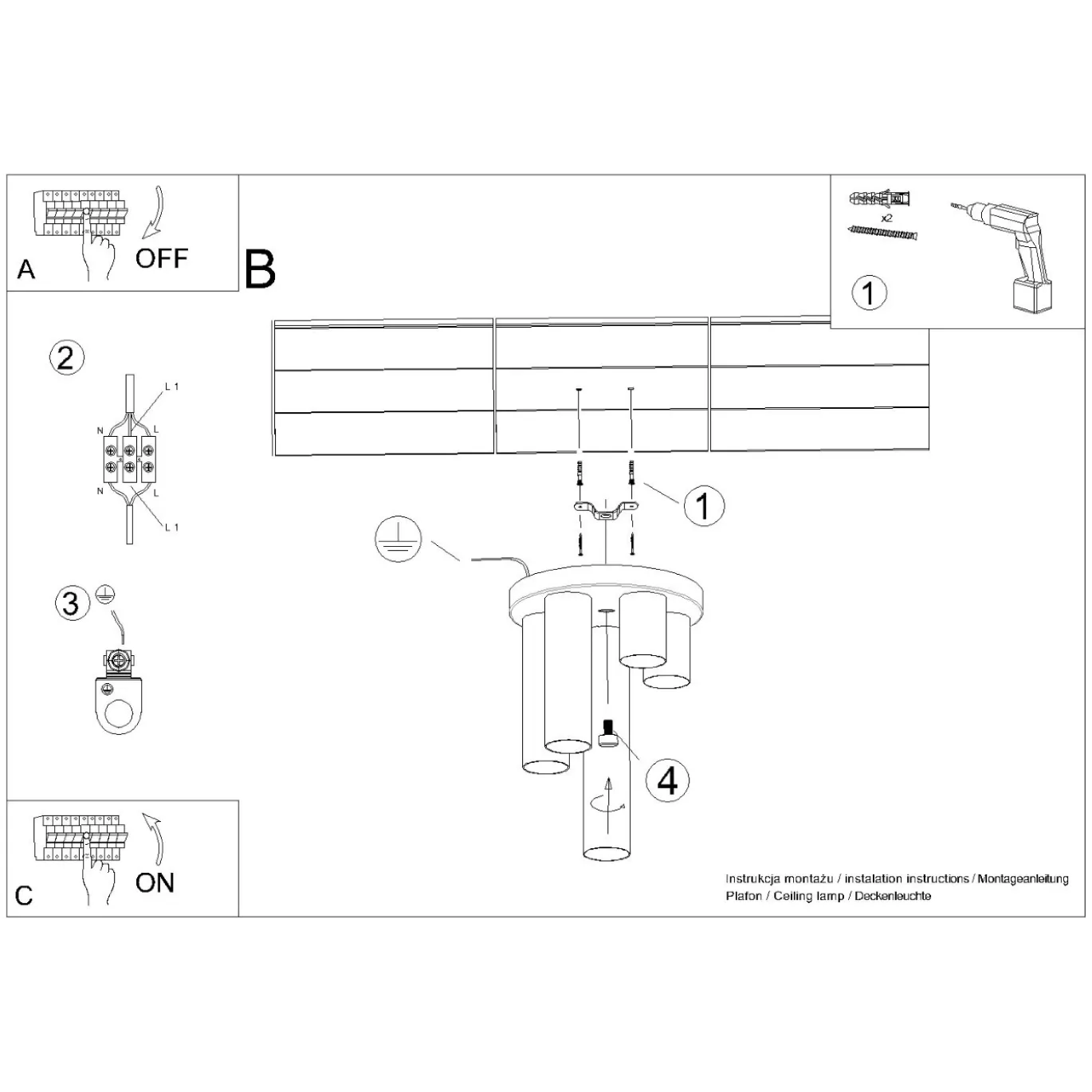 Plafondlamp Lagos 5-Lichts Wit - Giga Meubel