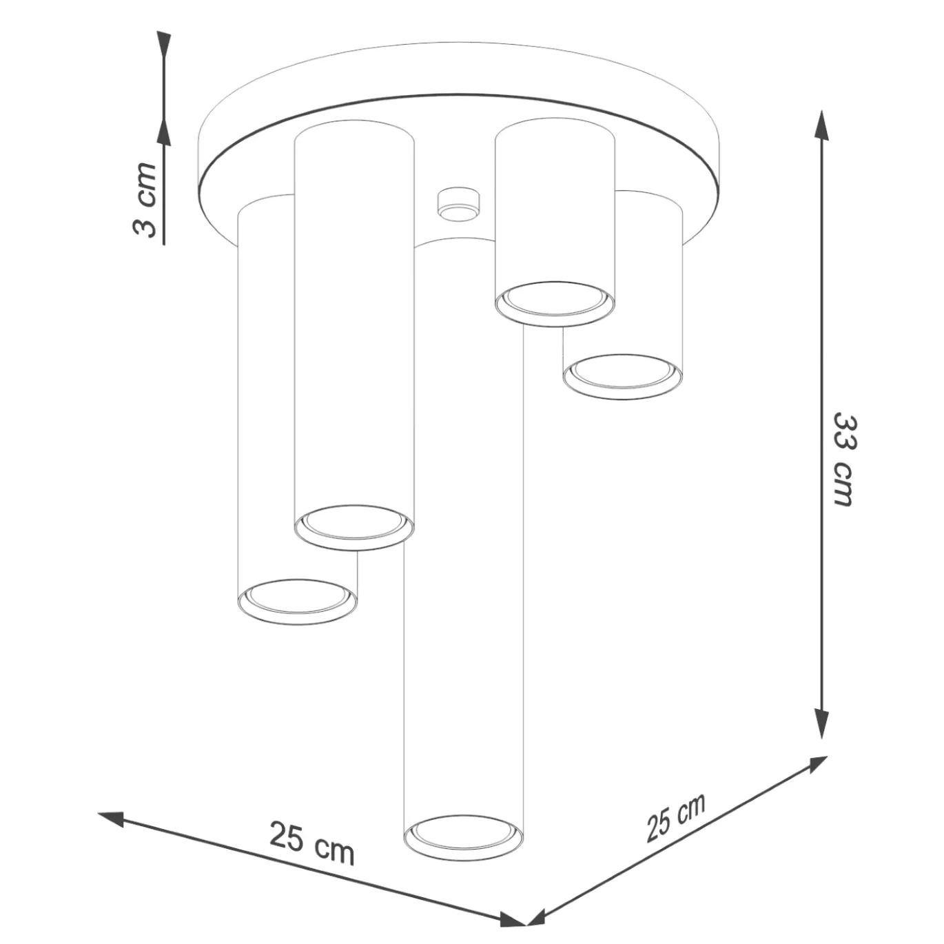 Plafondlamp Lagos 5-Lichts Zwart - Giga Meubel