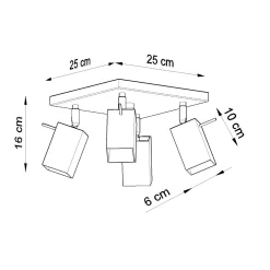 Plafondlamp Merida Vierkant Grijs 4-Lichts - Giga Meubel