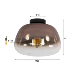 Plafondlamp Pulse Shaded 1-lichts Koper Glas - Giga Meubel