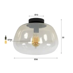 Plafondlamp Pulse Shaded 1-lichts Amber Glas - Giga Meubel