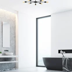 Plafondlamp Ray 8-Lichts Zwart